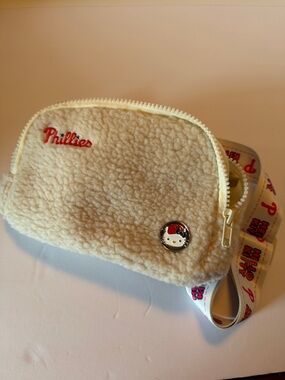 Kids Cream Sherpa Crossbody Pouch with Hello Kitty Pin